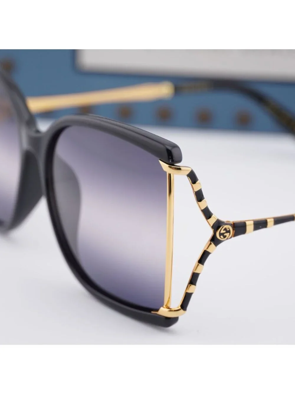 Gucci GG0592SK 001 Butterfly Sunglasses - Black / Grey